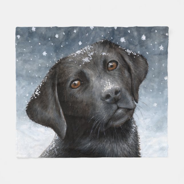 Dog 100 black Labrador Fleece Blanket (Front (Horizontal))