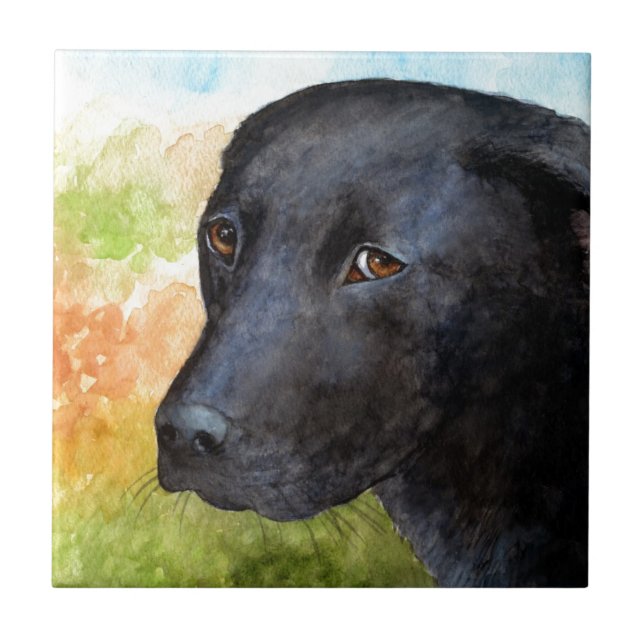 Dog 115 Black Labrador Tile (Front)
