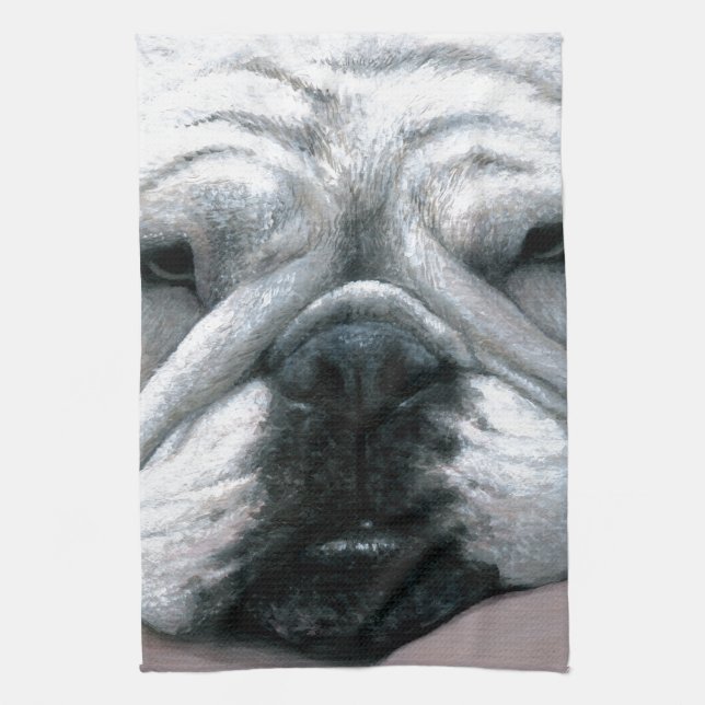 Dog 118 English Bulldog Kitchen Towel (Vertical)