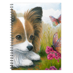 Dog 123 Papillon dog with Butterflies Notebook