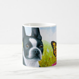 Dog 134 Boston Terrier Butterfly Coffee Mug