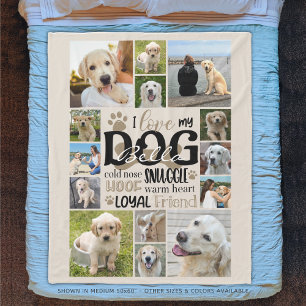 Dog 14 Photo Collage LOVE MY DOG Name  Fleece Blanket