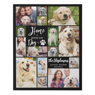 Dog 15 Photos HOME IS WHERE OUR DOG IS Custom Faux Canvas Print