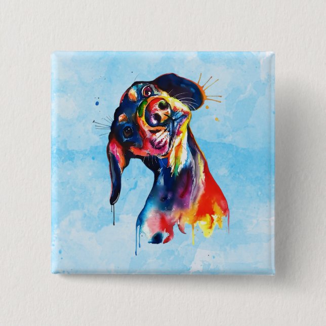 Dog 2 Inch Square Button (Front)