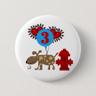 Dog 3rd Birthday Tshirts and Gifts 2 Inch Round Button