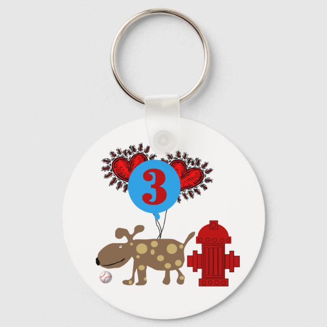 Dog 3rd Birthday Tshirts and Gifts Keychain (Front)