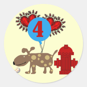 Dog 4th Birthday Tshirts and Gifts Classic Round Sticker