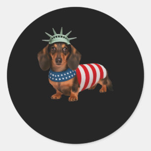 Dog 4th Of July American Flag Gifts For Men Women Classic Round Sticker