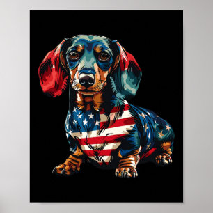 Dog 4th Of July American Flag Gifts For Men Women Poster