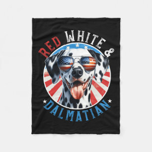 Dog 4th Of July Red White And Dal Lovers Fleece Blanket