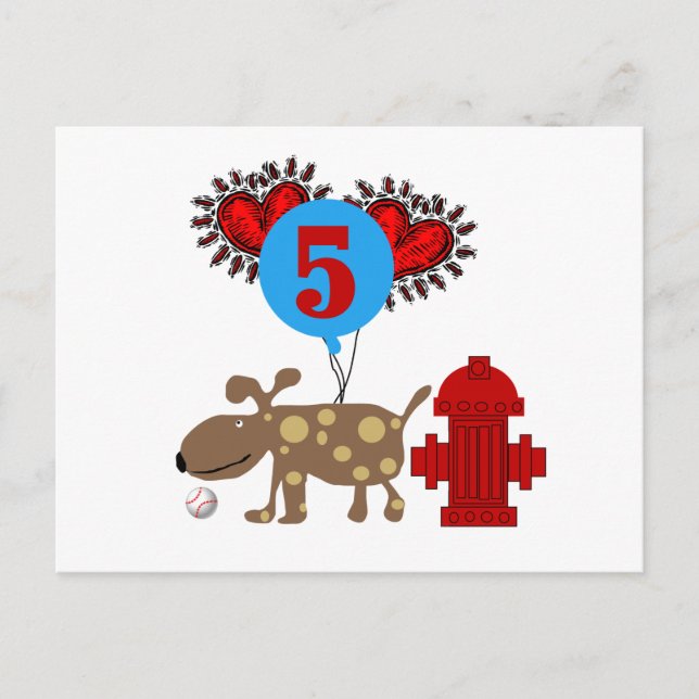 Dog 5th Birthday tshirts and Gifts Postcard (Front)