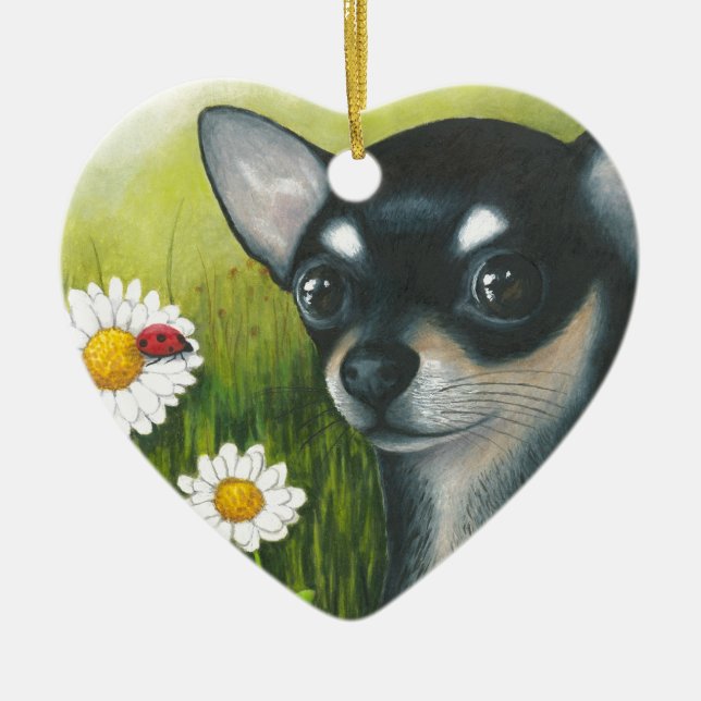 Dog 79 black Chihuahua Ceramic Ornament (Front)