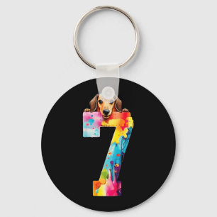 Dog 7 Years Dachshund Birthday Keychain