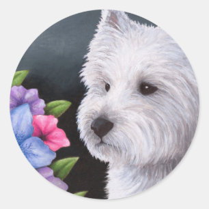 Dog 82 Westie Classic Round Sticker