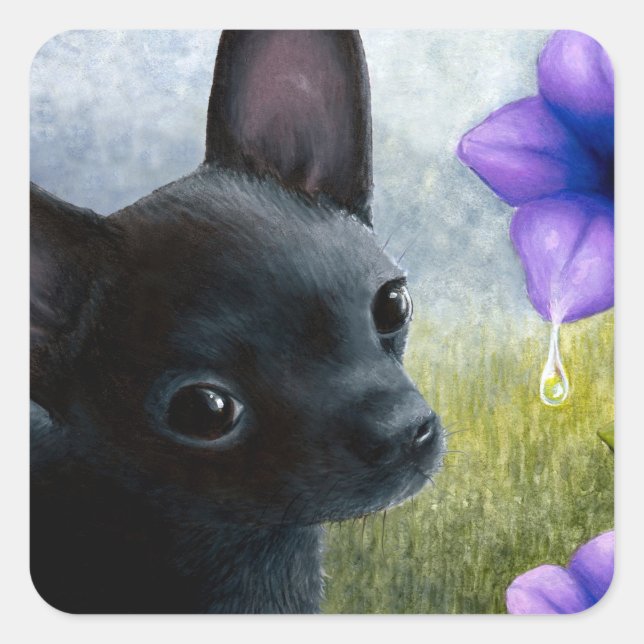 Dog 94 black Chihuahua Square Sticker (Front)
