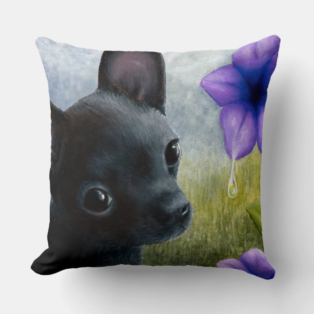 Dog 94 black Chihuahua Throw Pillow (Front)