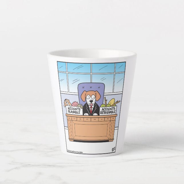 Dog Accountant In and Out Boxes Latte Mug (Front)