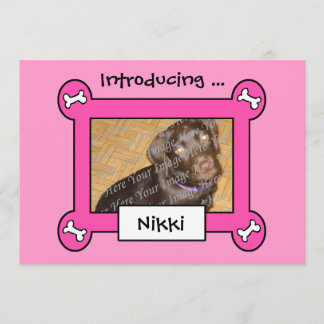Dog Adoption or Birth Announcements (Pink)