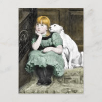 Dog Adoring Girl Victorian Painting