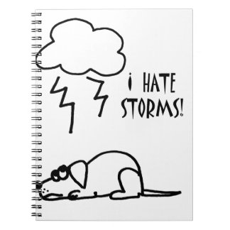 Dog Afraid of Thunder Storms Cartoon Notebook