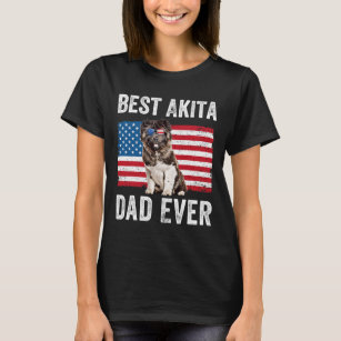 Dog Akita Mens Akita Dad American Flag American Ak T-Shirt