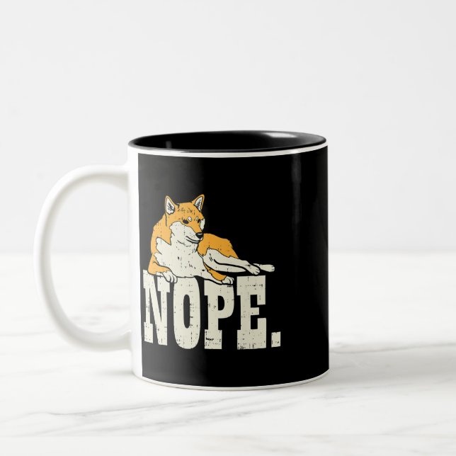 Dog Akita Nope Shiba Inu Cute Japanese Pet Dog Aki Two-Tone Coffee Mug (Left)