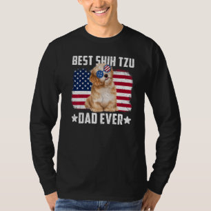 Dog American Flag Best Shih Tzu Dad Ever T-Shirt