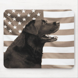 Dog and American flag Mouse Pad