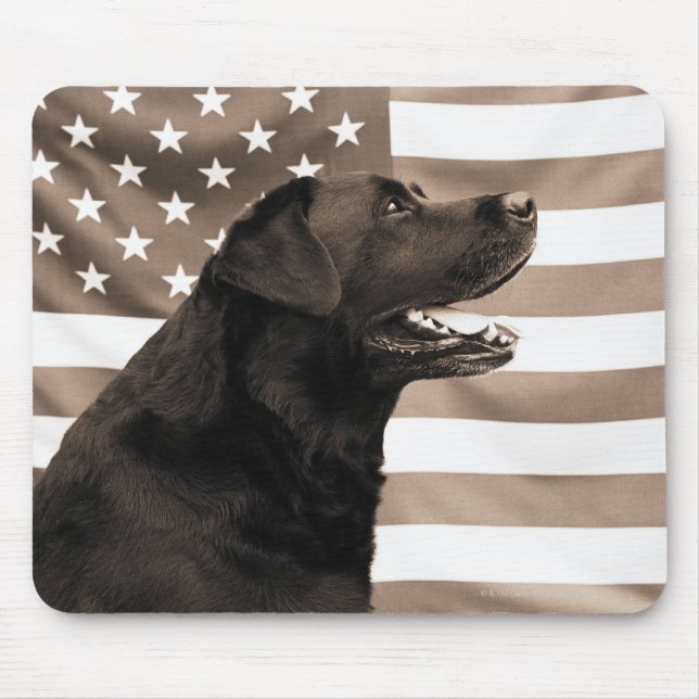Dog and American flag Mouse Pad (Front)