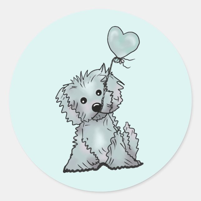 dog and balloon classic round sticker (Front)