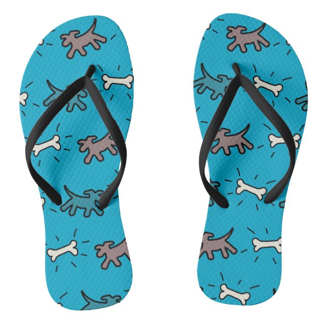 Dog and Bone Graffiti Style Blue flip flop 3 (Footbed)