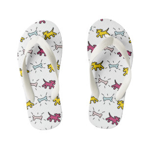 Dog and Bone Graffiti Style Kids Flip Flop 2