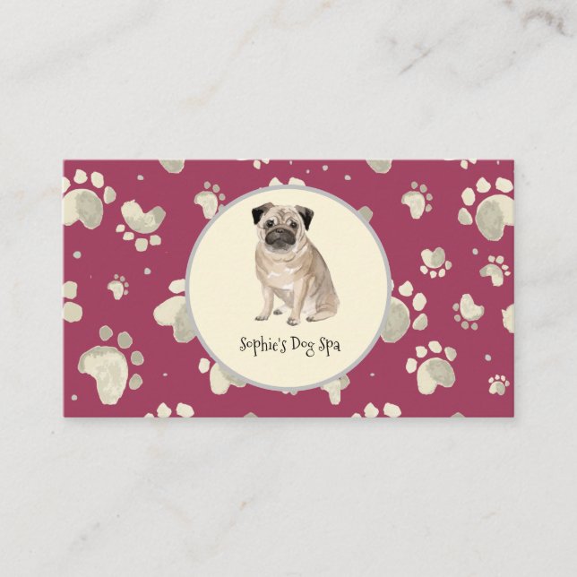 Dog And Bone Print Pattern Dog Grooming Spa Business Card (Front)