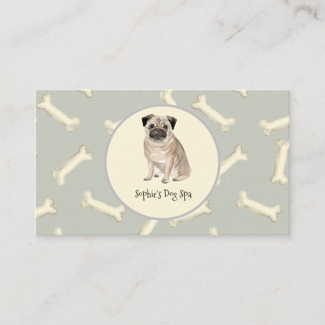 Dog And Bone Print Pattern Dog Grooming Spa Business Card (Front)