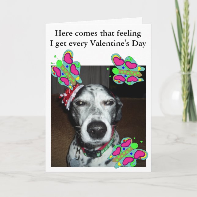 Dog and Butterflies Valentine Holiday Card (Front)