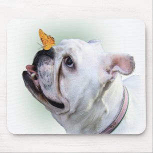 Dog and Butterfly Mouse Pad