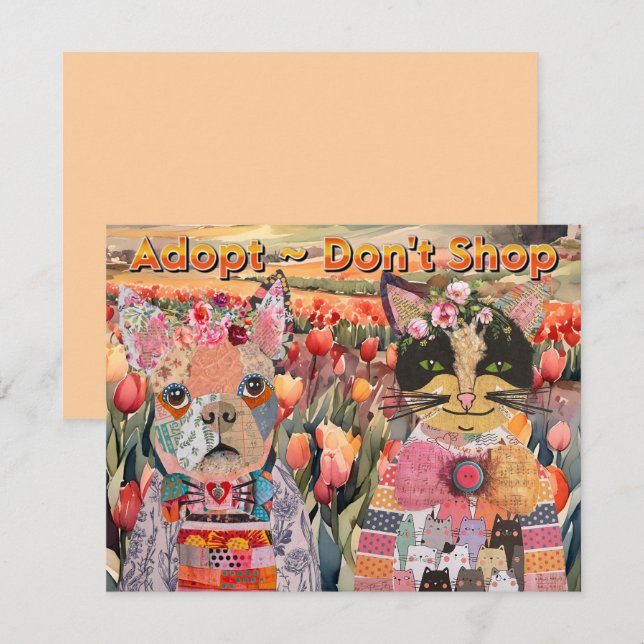 Dog and Cat Adopt Don't Shop Greeting Card (Front/Back)