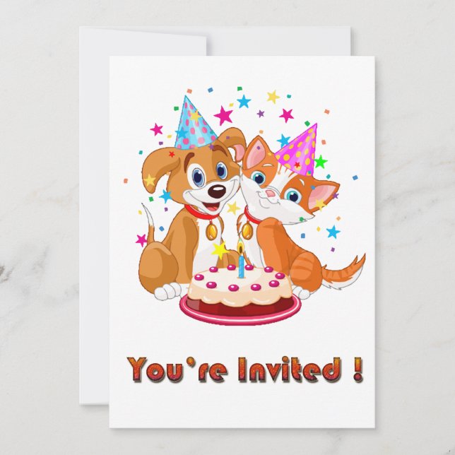 Dog and Cat Celebration Party Invitation (Front)