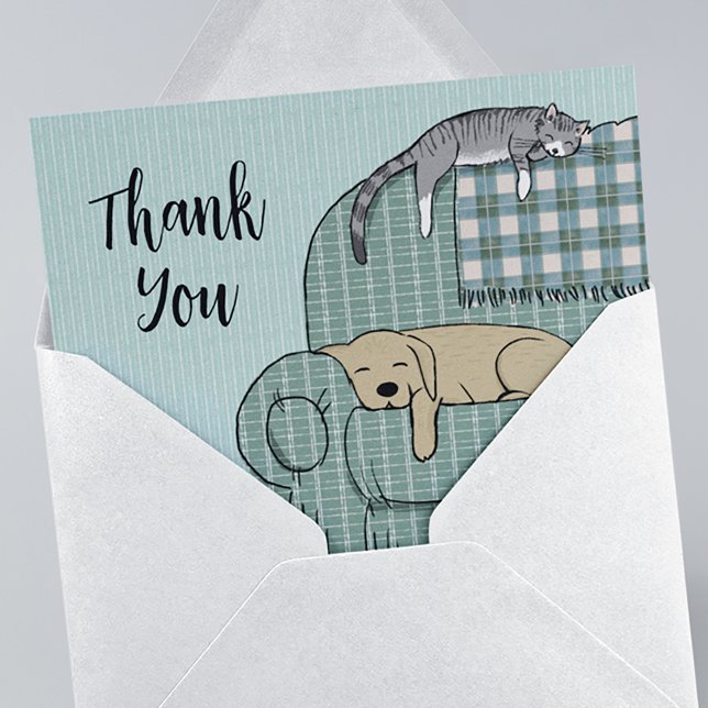 Dog and Cat Cute Pets Thank You Card (Creator Uploaded)