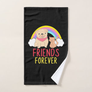 Dog And Cat Friends Forever Hand Towel