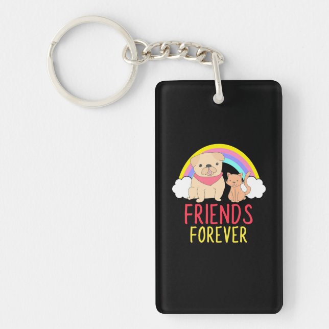 Dog And Cat Friends Forever Keychain (Front)