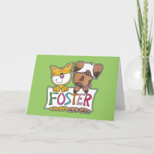 Dog and Cat Hold FOSTER Banner Thank You Card