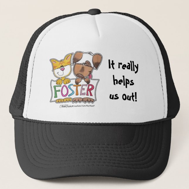 Dog and Cat Hold FOSTER Banner Trucker Hat (Front)