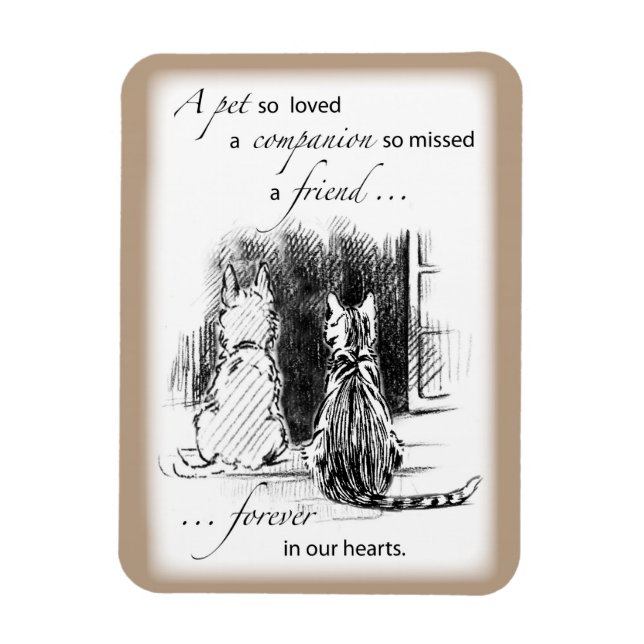 Dog and Cat Looking Out Window, Pet Sympathy Magnet (Vertical)