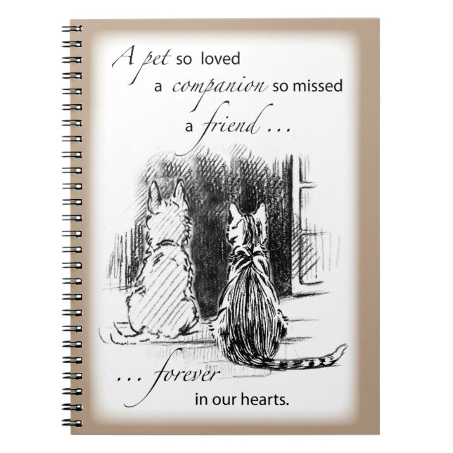 Dog and Cat Looking Out Window, Pet Sympathy Notebook (Front)