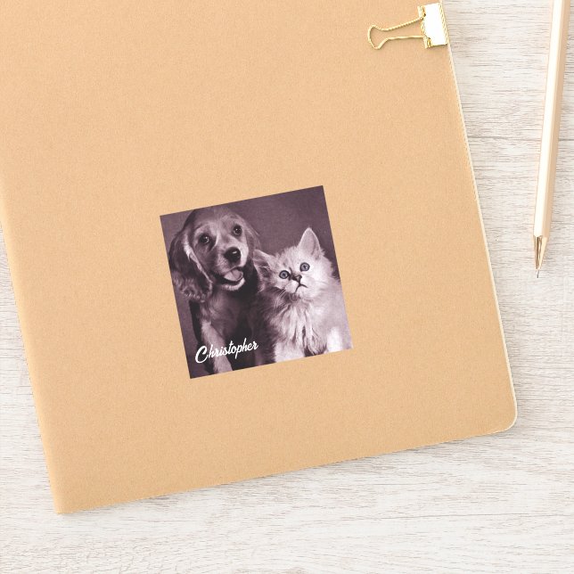 Dog and Cat, Looking Up Personalized (Notebook)