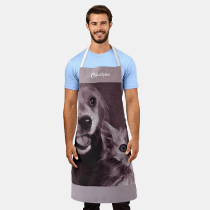 Dog and Cat, Looking Up Personalized Apron