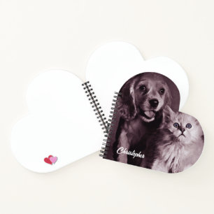 Dog and Cat, Looking Up Personalized Notebook