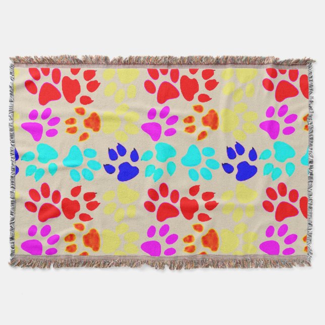 Dog And Cat Paws Throw Blanket (Front)