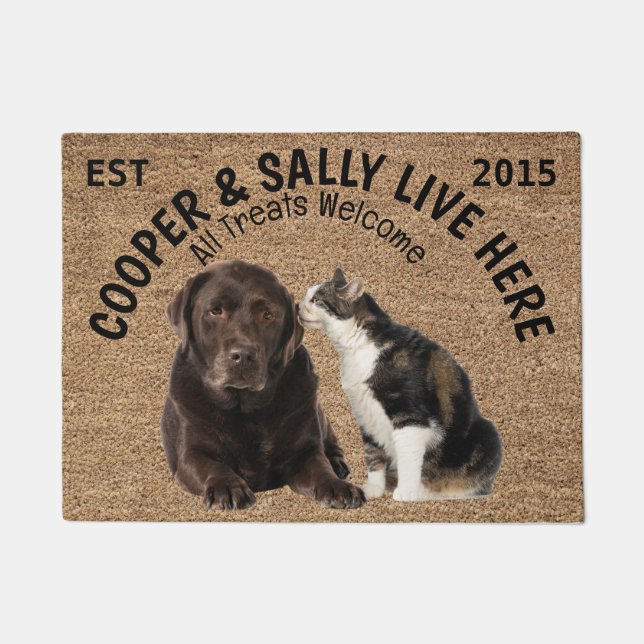 Dog and Cat Personalized Pet Doormat (Front)